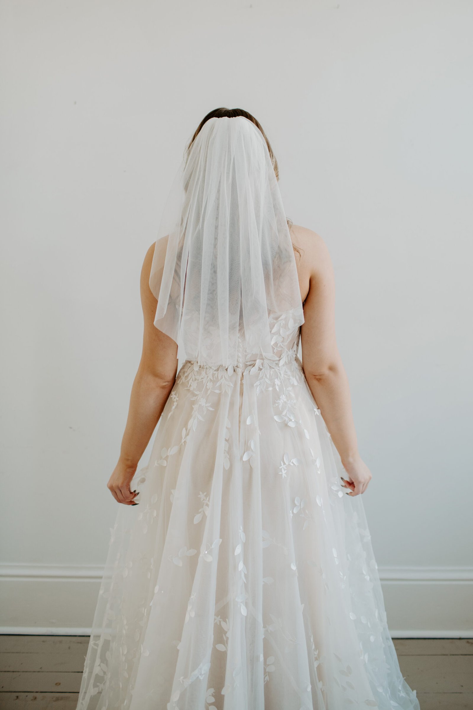 Soft Single Tier Shoulder Wedding Veil - Ruffled Rose Veils