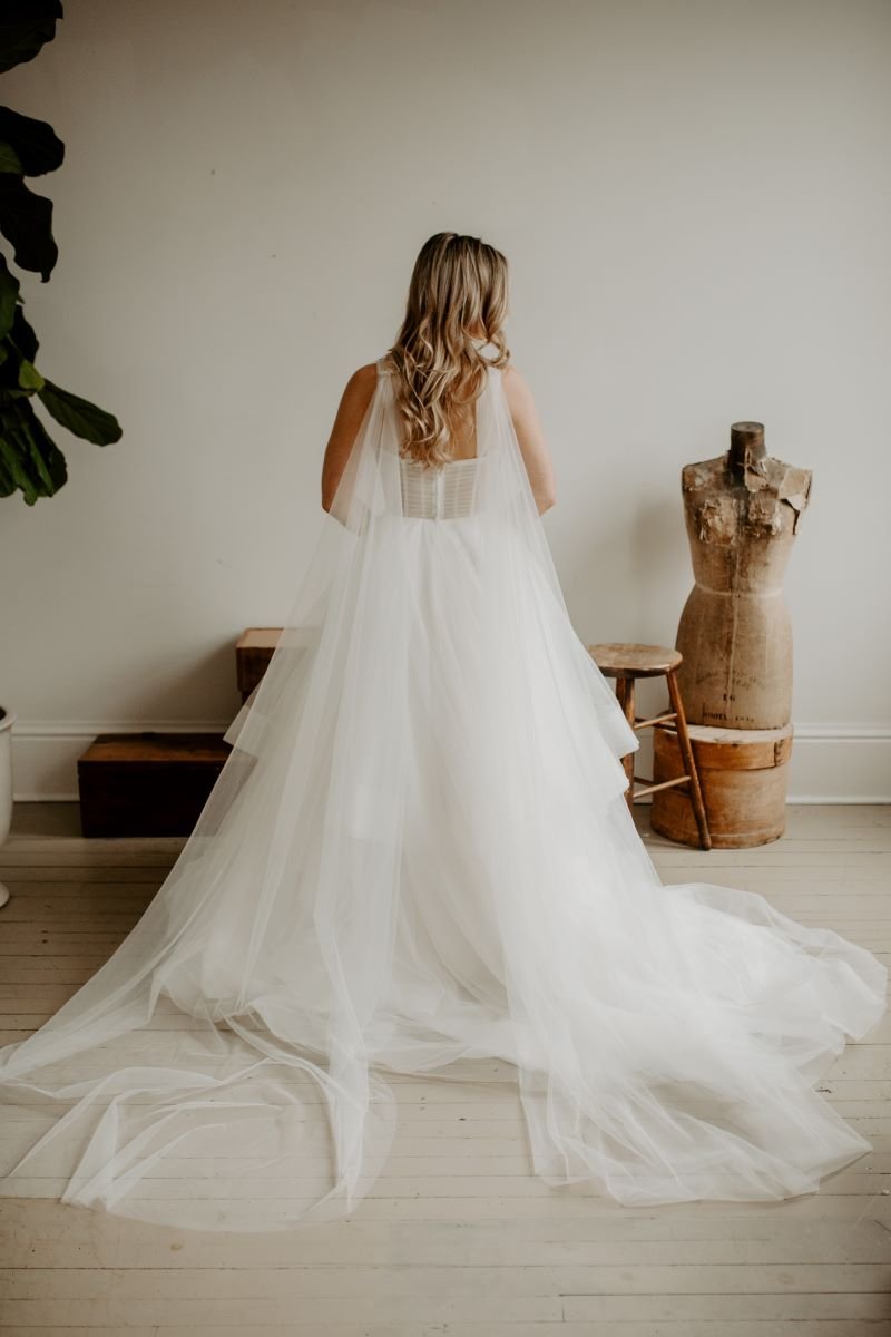 Soft Angel Cape Wings Wedding Veil Ruffled Rose Veils