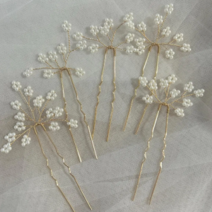 Beaded Pearl Flower Hair Pins